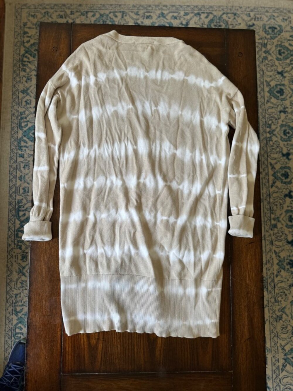 Sanctuary Knit Cardigan Sweater Beige Tie Dye Oversized Duster Length Sm - Picture 2 of 6